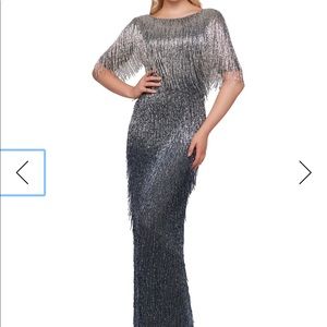 Mac Duggal NWT Ombré Fringe Gown